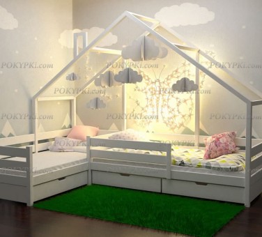 Двухместная угловая кровать Избушка