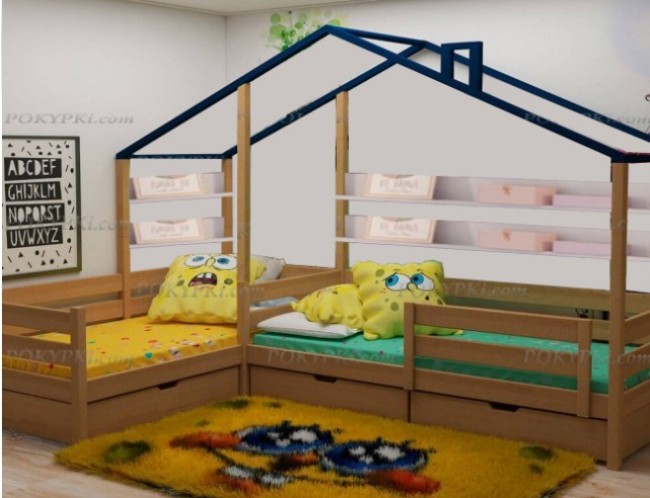 Двухместная угловая кровать Избушка Двухместная угловая кровать Избушка