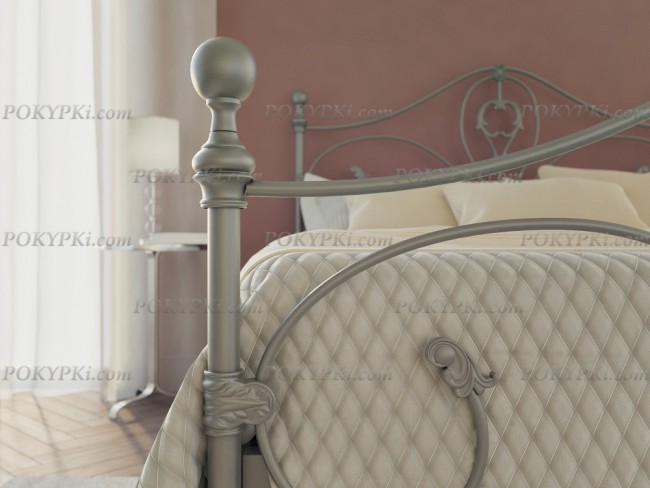 Металлическая кровать Dreamline Melania с высокой спинкой в серебряном цвете