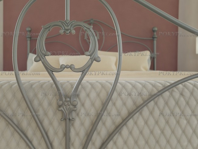 Металлическая кровать Dreamline Melania в цвете серебро с высокой спинкой