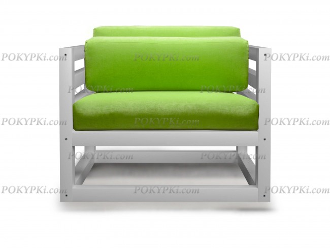 Кресло Магнус (Белая эмаль)-салатовый